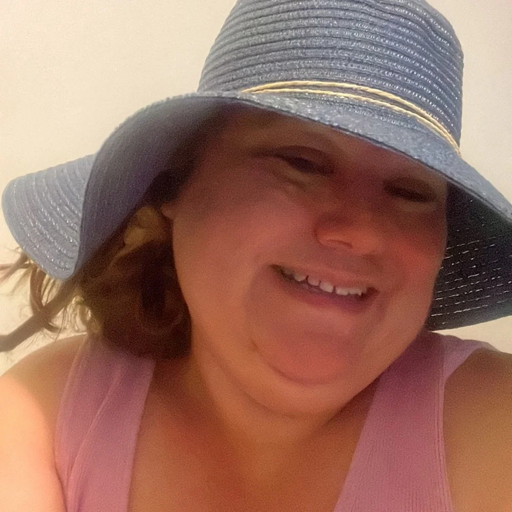 New Blue hat in straw style large floppy sun protection